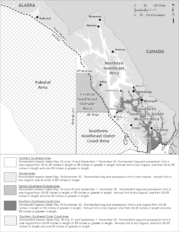 2026 Ketchikan Lingcod Regulations Map Campbell's Fishing Charters