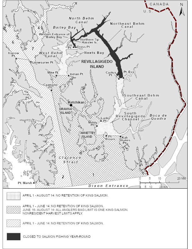 2026 Ketchikan King Salmon Sport Fishing Boundary Map Emergency Order 1-KS-R-08-26